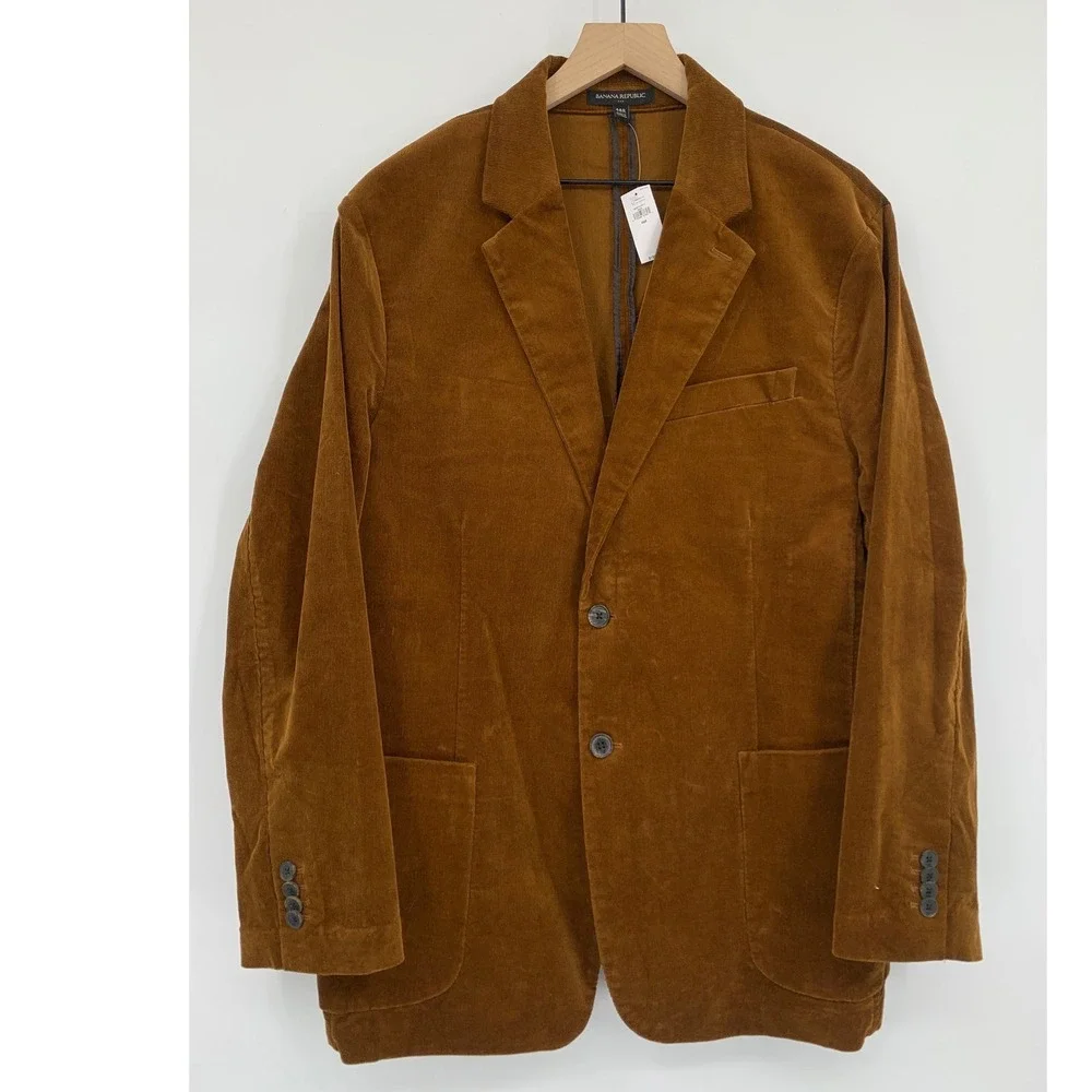 Banana Republic Corduroy Blazer Jacket Mens 48R Brown Unstructured Fall NEW